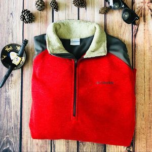Columbia Zip Up Pullover Red, Gray, EUC L